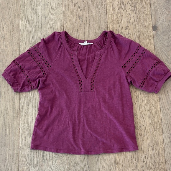 Boden Tops - Boden Maisy Rikrak Trim Top with Puff Sleeves, Sz 4